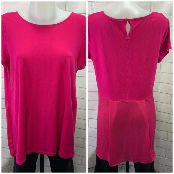 Lands End Top Size XL 18 Short Sleeve Pink Tunic